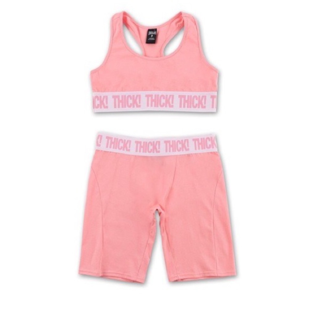 Kylie Jenner thick workout set pink XS